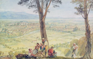 Roma fra Monte Mario, ca. 1818 (wc over blyant på papir)